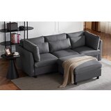 SARAHE Sodoben dizajn, sedežna garnitura iz ženiljske tkanine, trosed, štirised, kotna sedežna garnitura v obliki črke L s taburejem, pr-Siva, (5000009381) | Shoptok.si