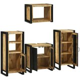 vidaXL Komplet pohištva za kopalnico 4 pcs Rjava Masiven les manga | Shoptok.si