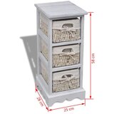 vidaXL 240796 Wooden Storage Rack 3 Weaving Baskets White | shoptok.hr