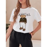 DStreet T-shirt damski z misiem MISSTARTA biały | shoptok.hr