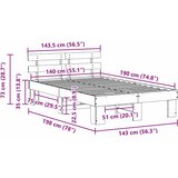  Krevetna konstrukcija s uzglavljem Vosak smeđa 140 x 190 cm | shoptok.hr