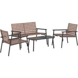  4-dijelni set za vanjski kafić smeđi ratan i čelik | shoptok.hr