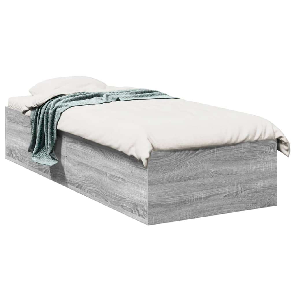 vidaXL Posteljni okvir siva sonoma 90x190 cm inženirski les | Shoptok.si
