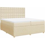  Krevet s oprugama i madracem krem 200 x 200 cm od tkanine | shoptok.hr