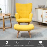  Namjenska fotelja s podnožjem naslonjač s izgledom korduroja fotelja s drvenim nogama za dnevni boravak žuta | shoptok.hr