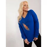 Fashion Hunters Cobalt blue women's plus size blouse with inscriptions