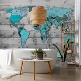  Foto tapeta - World Map: Blue Continents 300x210 Vodootporna | shoptok.hr
