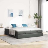 vidaXL Otomanski posteljni okvir z vzmetnicami siv 200x200 cm blago | Shoptok.si