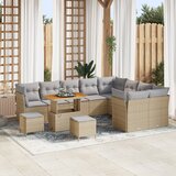 vidaXL 12-delna Vrtna Sofa Garnitura z Blazinami Bež Poli Ratan Akacija | Shoptok.si