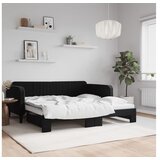 vidaXL Izvlečna dnevna postelja črna 90x190 cm žamet Cene