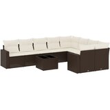  10-dijelni set vrtnih sofa od poliratana s jastucima smeđi | shoptok.hr