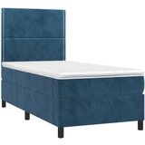 Box spring krevet s madracem tamnoplavi 90x200 cm baršunasti | shoptok.hr