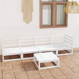 The Living Store Vrtna sedežna garnitura 5-delna bela trdna borovina - Vrtna Sedežna Garnitura, (21480273) | Shoptok.si