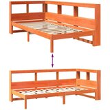 Knjižna postelja brez ležišča vošč. rjava 90x200 cm borovina, (21792553) | Shoptok.si