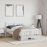 Maison Chic Kovinski Posteljni okvir - Dvoposteljna postelja - Zakonska postelja z vzglavjem in vznožjem bel 120x200 cm, (21696837) | Shoptok.si