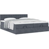 vidaXL Otomanski posteljni okvir z vzmetnicami siv 200x200cm žamet | Shoptok.si