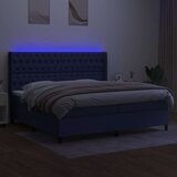  Krevet box spring s madracem LED plavi 200x200 cm od tkanine | shoptok.hr