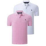 Dewberry DUO SET T8561 MEN'S TSHIRT-WHITE-PINK Cene
