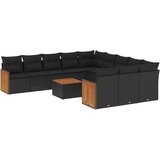  The Living Store Vrtna sedežna garnitura 12-delna z blazinami črn poli ratan - Vrtna Sedežna Garniture, (21452371) | Shoptok.si