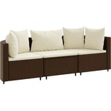 Maison Chic Seti vrtnega pohištva - Vrtna garnitura - Vrtni pohištvo set 3-delna z blazinami rjav poli ratan, (21815862) | Shoptok.si
