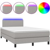 vidaXL Krevet s oprugama i madracem LED svjetlosivi 120x190 cm tkanina | shoptok.hr