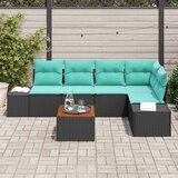  Sjedeća garnitura za vrt 6 kom. Crna i Tirkizna poliratan 264 x 154 x 69 cm | Shoptok.si