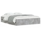 Maison Chic Posteljni okvir - Dvoposteljna postelja - Zakonska postelja s predali betonsko siv 140x190cm inženirski les, (21694409) | Shoptok.si