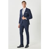 Altinyildiz classics Men's Navy Blue Slim Fit Slim Fit Monocollar Striped Suit.