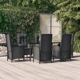  7-dijelni vrtni blagovaonski set s jastucima crni od poliratana Crna Dužina stola 160 cm | shoptok.hr