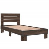  The Living Store Posteljni okvir rjav hrast 90x190 cm inženirski les in kovina - Posteljni Okvir, (21446167) | Shoptok.si