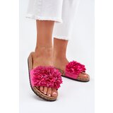 Boto Ladies Slippers On Cork Sole With Flowers Fuchsia Ferenza | Shoptok.si