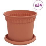 vidaXL Lončki za rastline 24 pcs Kamnito rdeča Ø 15 x 12 cm Plastika, (5000162728) | Shoptok.si