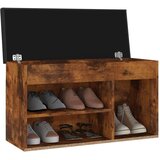 vidaXL Klop za čevlje z blazino dimljeni hrast 80x30x47 cm iverna pl. | Shoptok.si