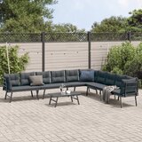  5-dijelni set vrtnih klupa s jastucima crni čelični | shoptok.hr