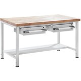 eurokraft pro delovna miza z nastavitvijo višine, izvedba z ogrodjem, s predali, širina 1500 mm, siva | Shoptok.si