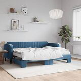 vidaXL Izvlečna dnevna postelja z vzmetnico modra 80x200 cm žamet | Shoptok.si