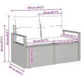  6-delna garnitura za vrt s blazinami svetlo siva poli ratan, 2-sedežna garnitura za vrt s blazinami siva poli ratan, (22091487) | Shoptok.si