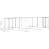  Zunanji pasji boks pocinkano jeklo 16,94 m² - - Srebrna - 74.5 - 770 x 220 x 180 cm - | Shoptok.si