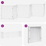 vidaXL Ograda za pse z vrati zložljiva 6 panelov bela 480 cm les | Shoptok.si