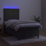  Box spring postelja z vzmetnico LED temno siva 90x200 cm žamet, (20789721) | Shoptok.si