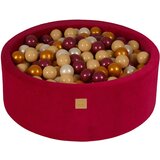 MeowBaby Bazen z žogicami, 90x30 cm z 200 žogicami, žamet, magenta: bordo biserna/zlata/bela biserna/bež, (21295100) | Shoptok.si