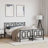 vidaXL Kovinski posteljni okvir z vzglavjem in vznožjem črn 135x190 cm | Shoptok.si