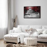  Slika - Cascade of Thoughts (1 Part) Wide Red 120x80 U crnom drvenom okviru | shoptok.hr