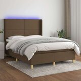  Box spring s madracem LED tamnosmeđi 140x200 cm tkanina Cijene