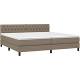 Krevet box spring s madracem LED smeđesivi 200x200 cm tkanina | shoptok.hr