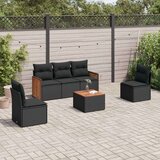 vidaXL 6-dijelni set vrtnih sofa s jastucima crni od poliratana | shoptok.hr