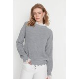 Trendyol Gray Lace-Tulle Knitwear Sweater | Shoptok.si