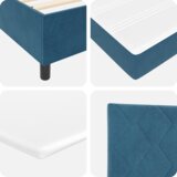 Box Spring Krevet s Madracem Tamnoplavi 90x190 cm Baršun | shoptok.hr
