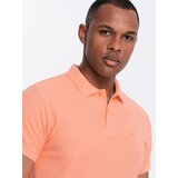Ombre Men's BASIC single color pique knit polo shirt - peach | Shoptok.si
