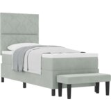 vidaXL Krevet s kutijom opruga s madracem & klupom svijetlosiva 80x200 cm baršun | shoptok.hr